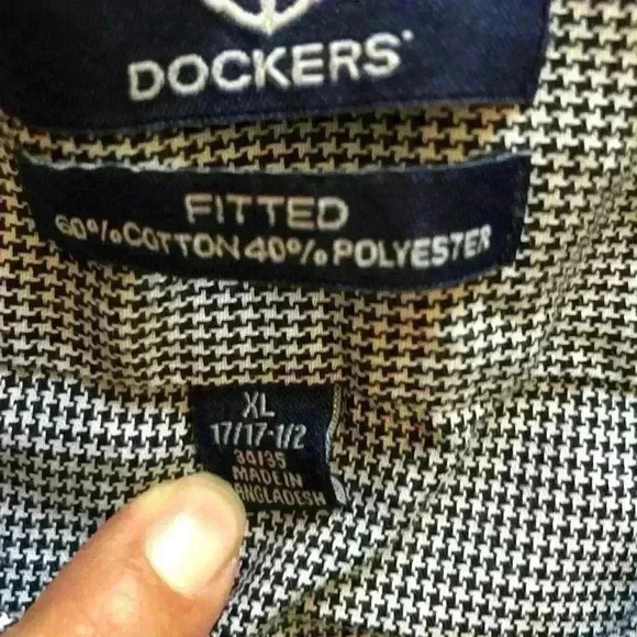 Dockers black white plaid long sleeve button down shirt mens XL - Picture 4 of 7